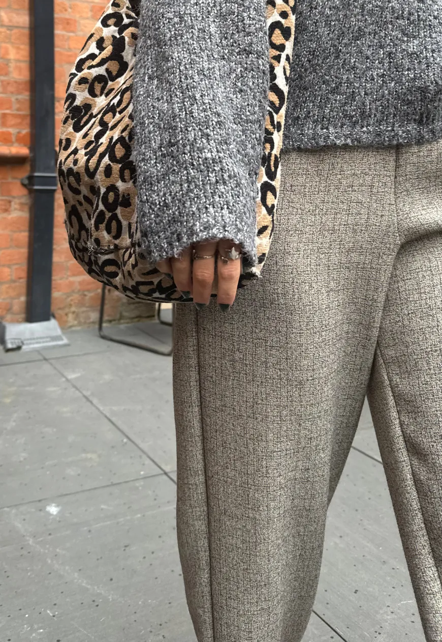CREAM TWEED STRAIGHT LEG TROUSER