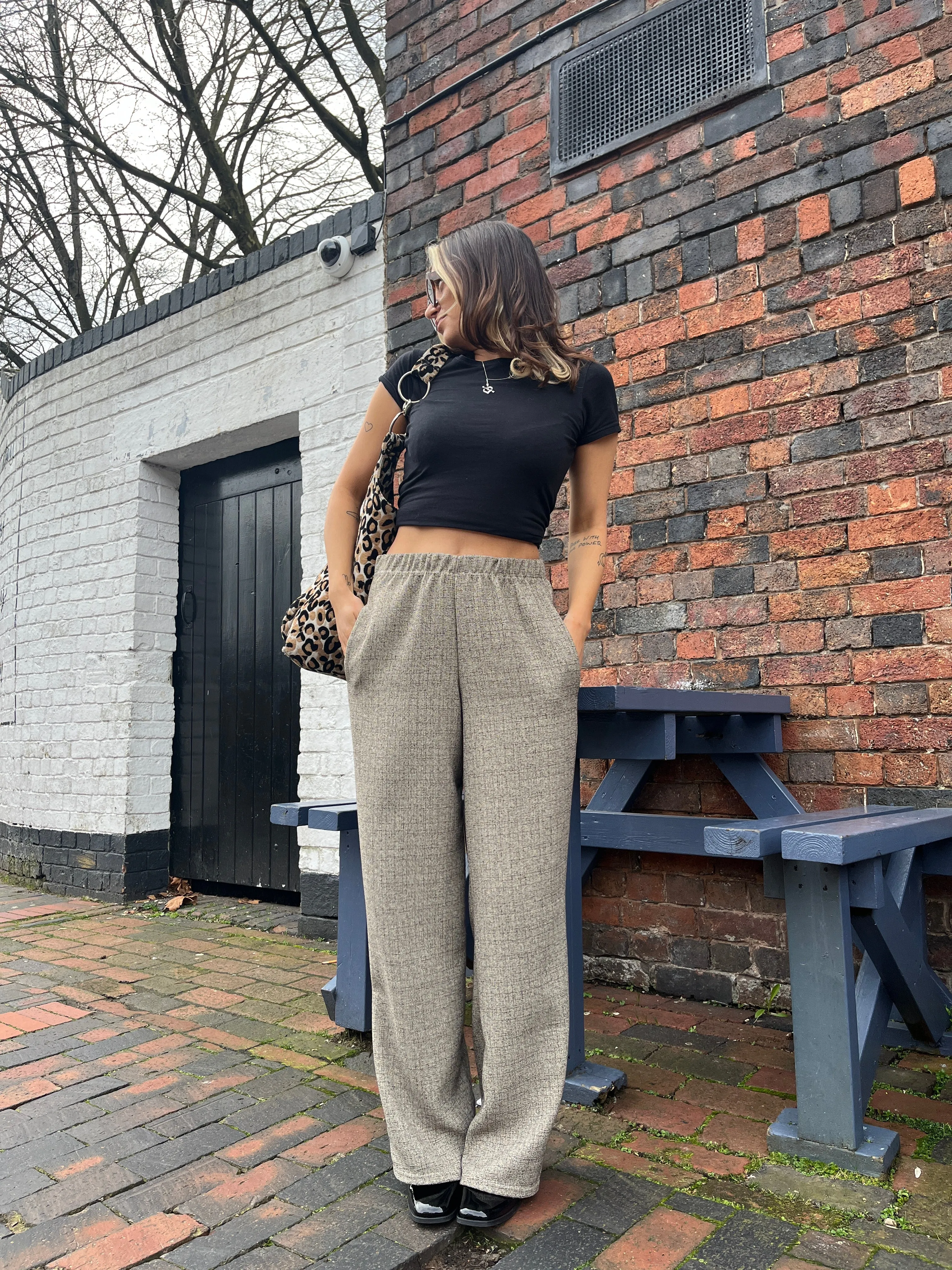 CREAM TWEED STRAIGHT LEG TROUSER
