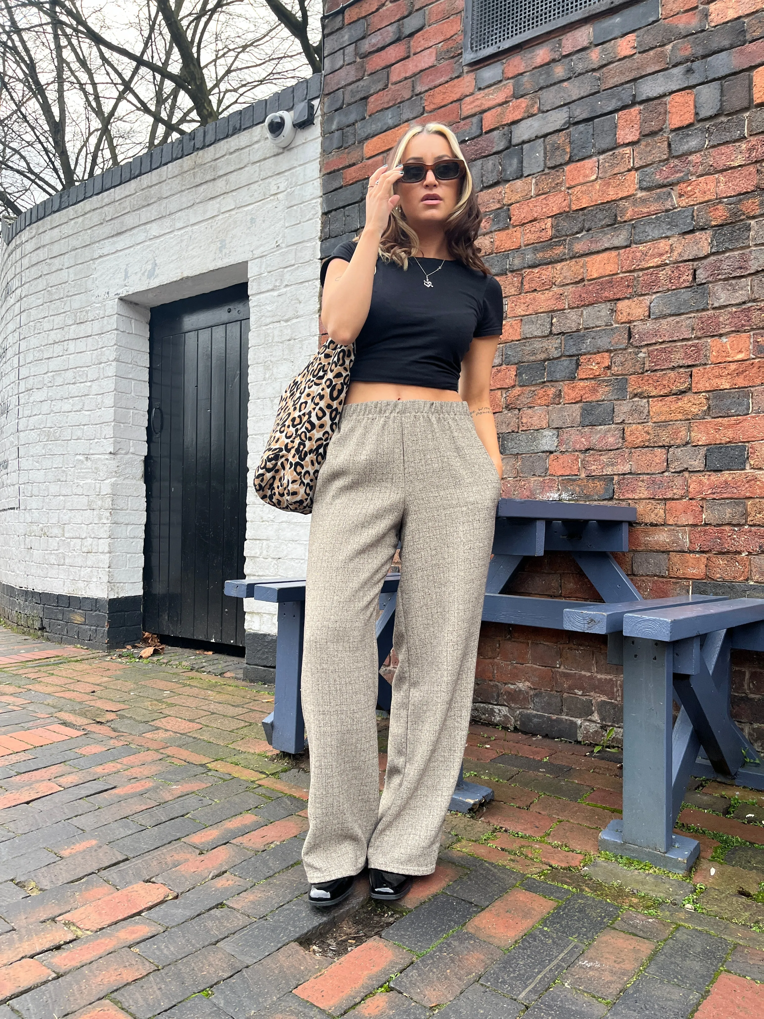CREAM TWEED STRAIGHT LEG TROUSER