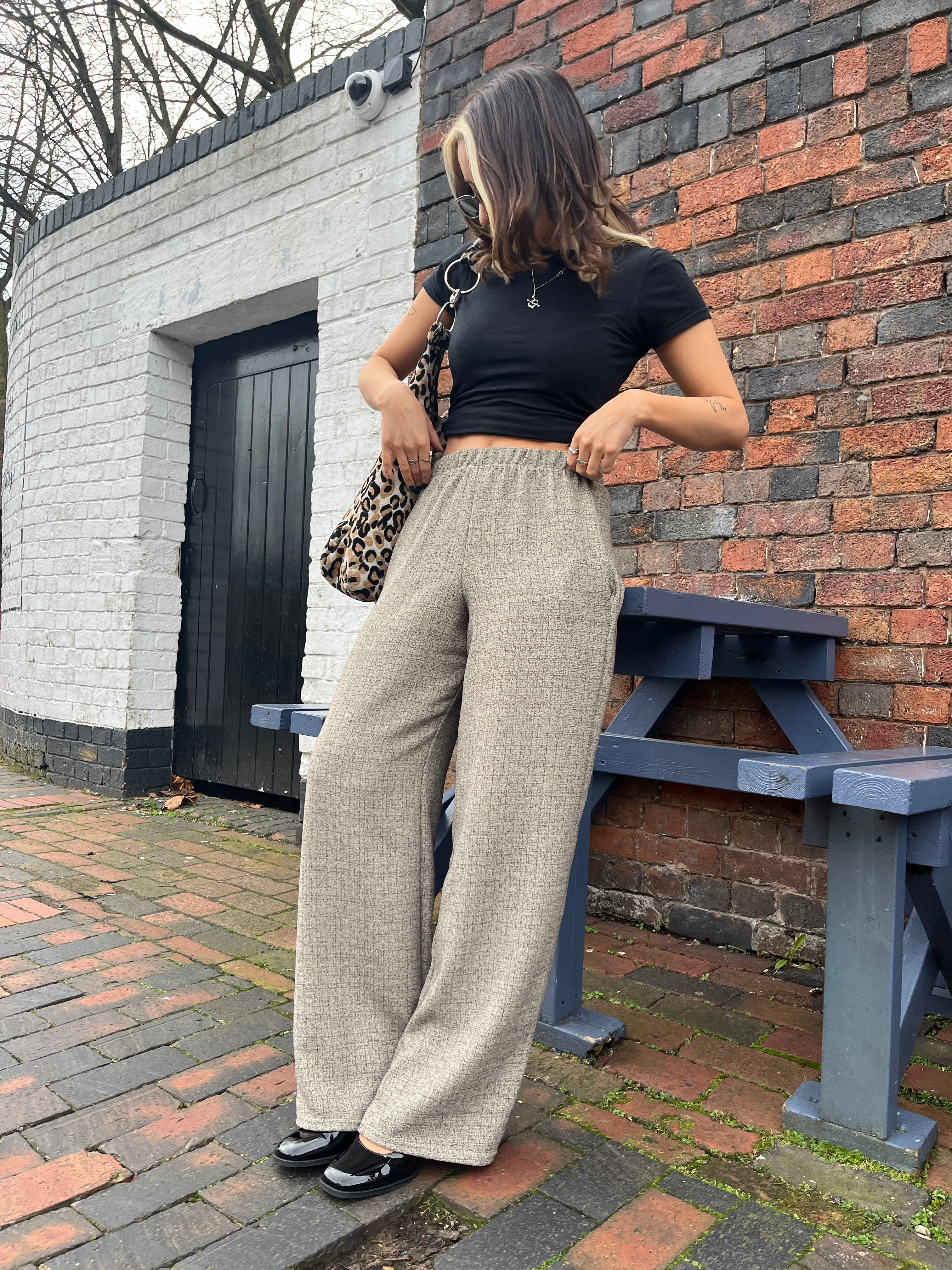 CREAM TWEED STRAIGHT LEG TROUSER