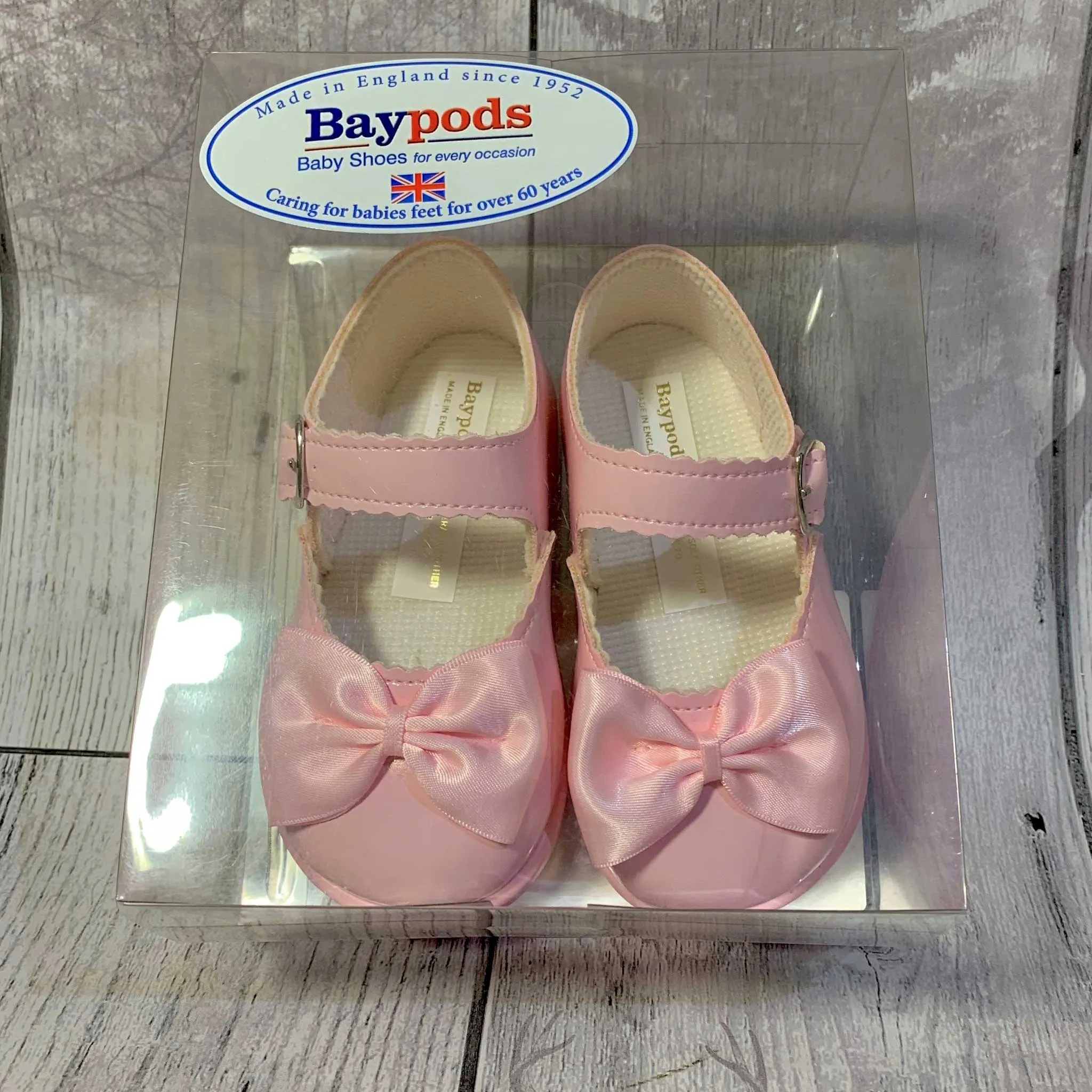 Girls First Walker Shoes - Hard Sole Pink with Bow