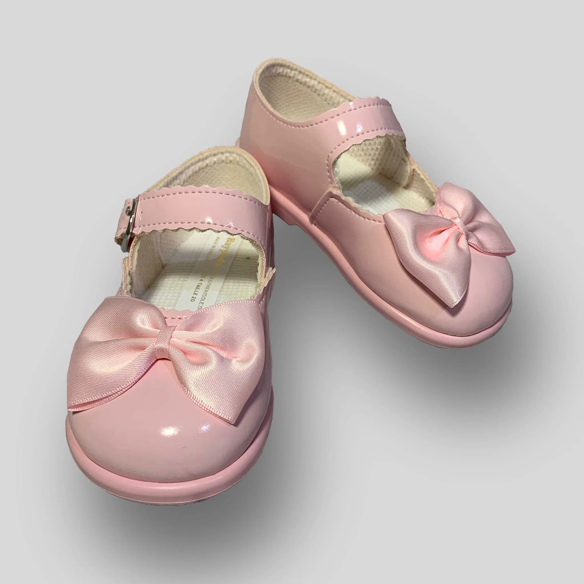 Girls First Walker Shoes - Hard Sole Pink with Bow