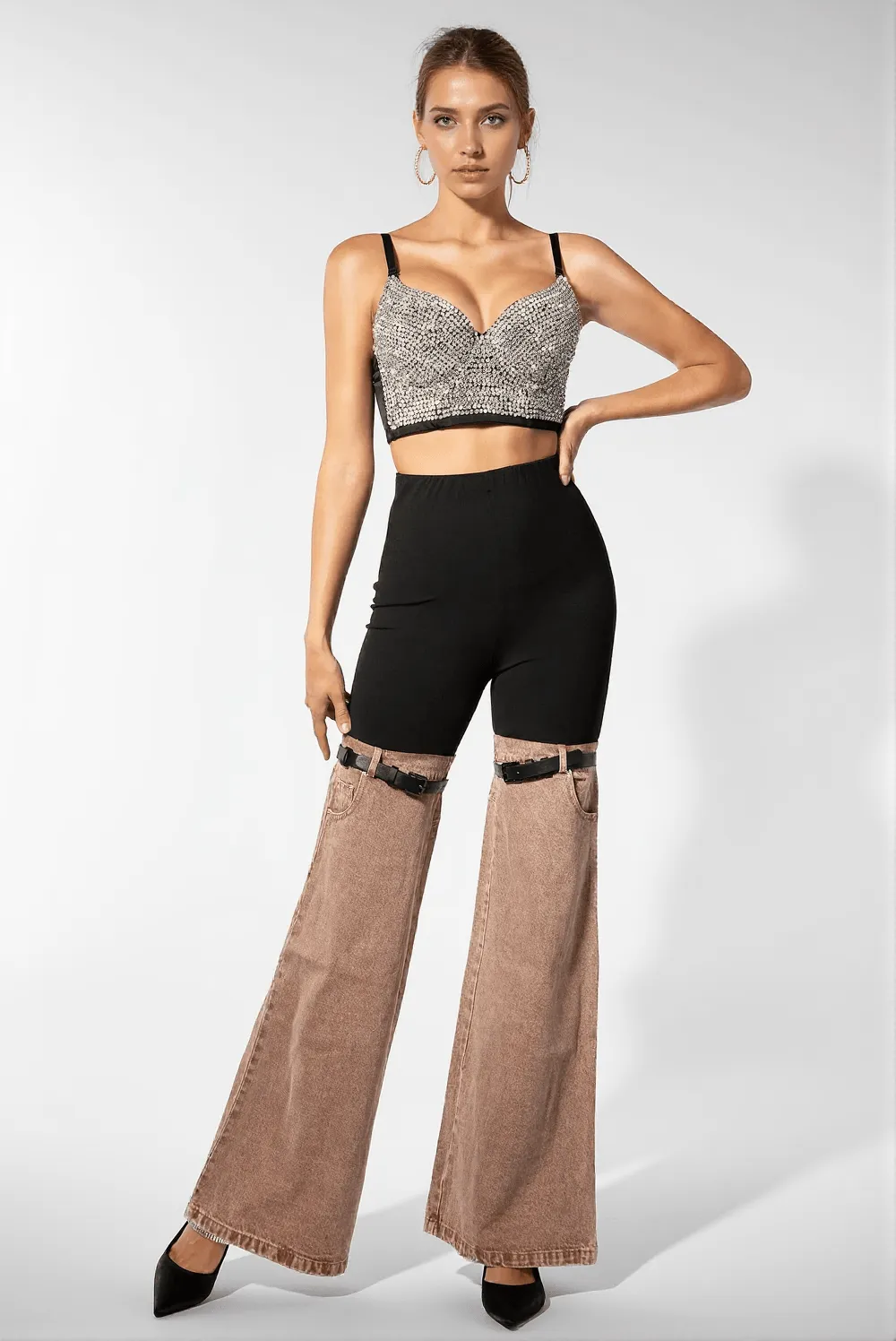 Kallipateira High Waist Color Block Wide Leg Pants