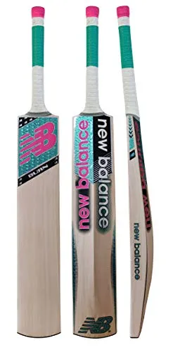 new balance Burn Kashmir Willow Cricket Bat with Bat Cover - Short Handle (Full Size) (Green and Pink), Wood