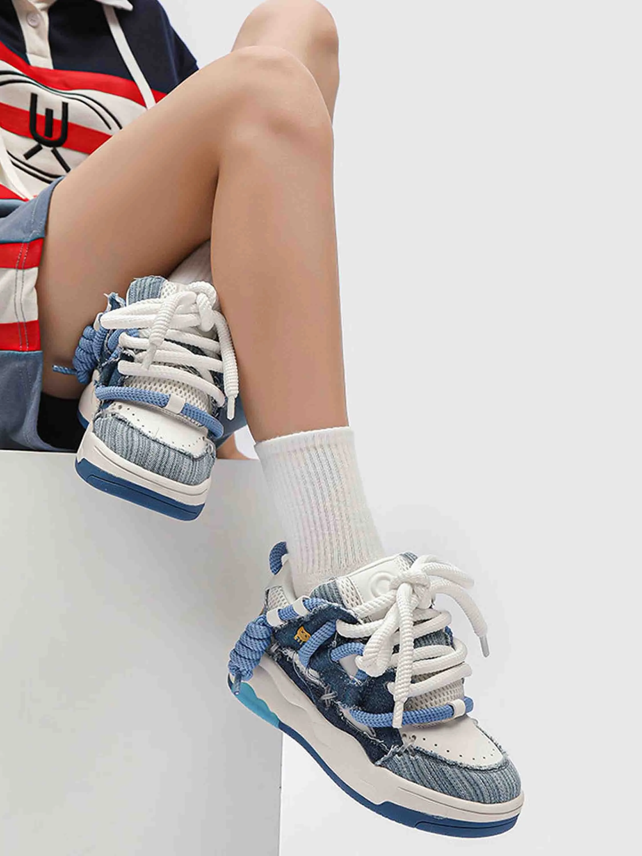 Thick-soled Couple Casual Denim Shoes