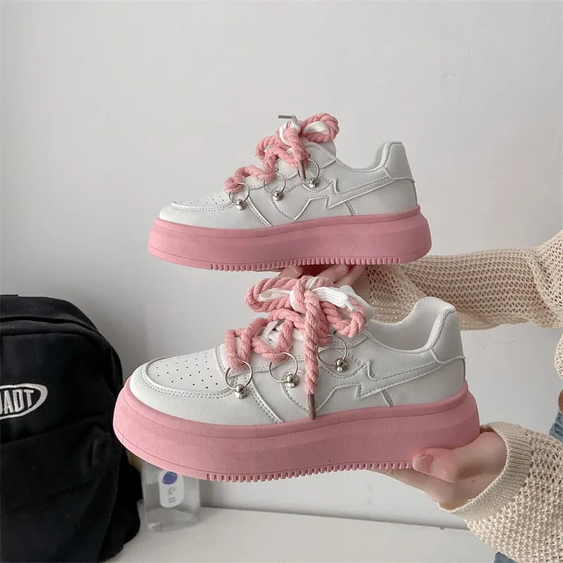 Women’s Breathable Platform Lace Up Sneakers with Thick Sole | Perfect for All Seasons