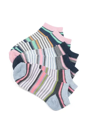 YM74 24 Pairs 3-Pair Bundle, Cotton Blend, Made in Korea Assorted No Show Sneaker Socks